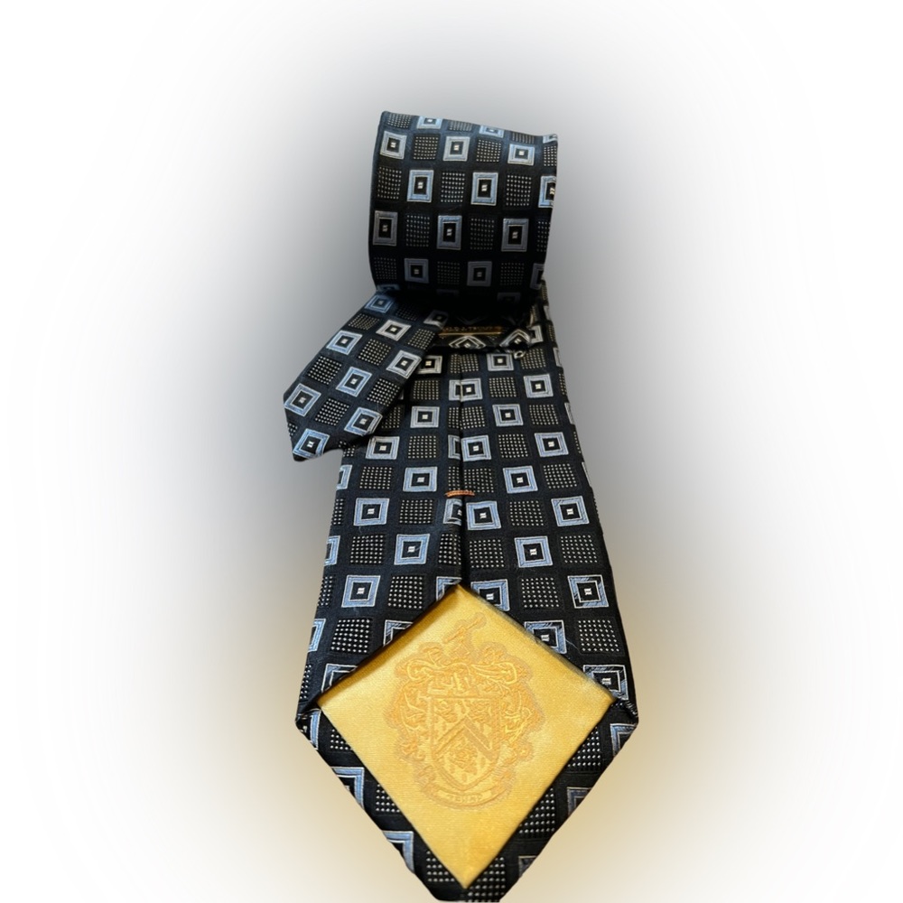 Donald Trump Signature Collection Tie Blue Square Pattern 100% Silk Clas…